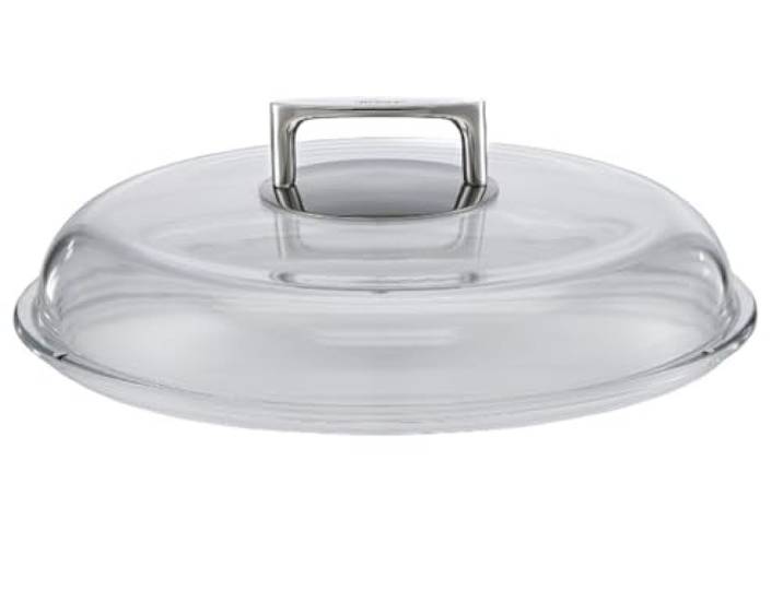 RÖSLE SILENCE Borosilikat Glasdeckel, Hochwertiger Pfannendeckel mit Griff aus Edelstahl 18/10, 32 cm, Temperaturbeständigkeit bis 260 °C, Spülmaschinengeeignet