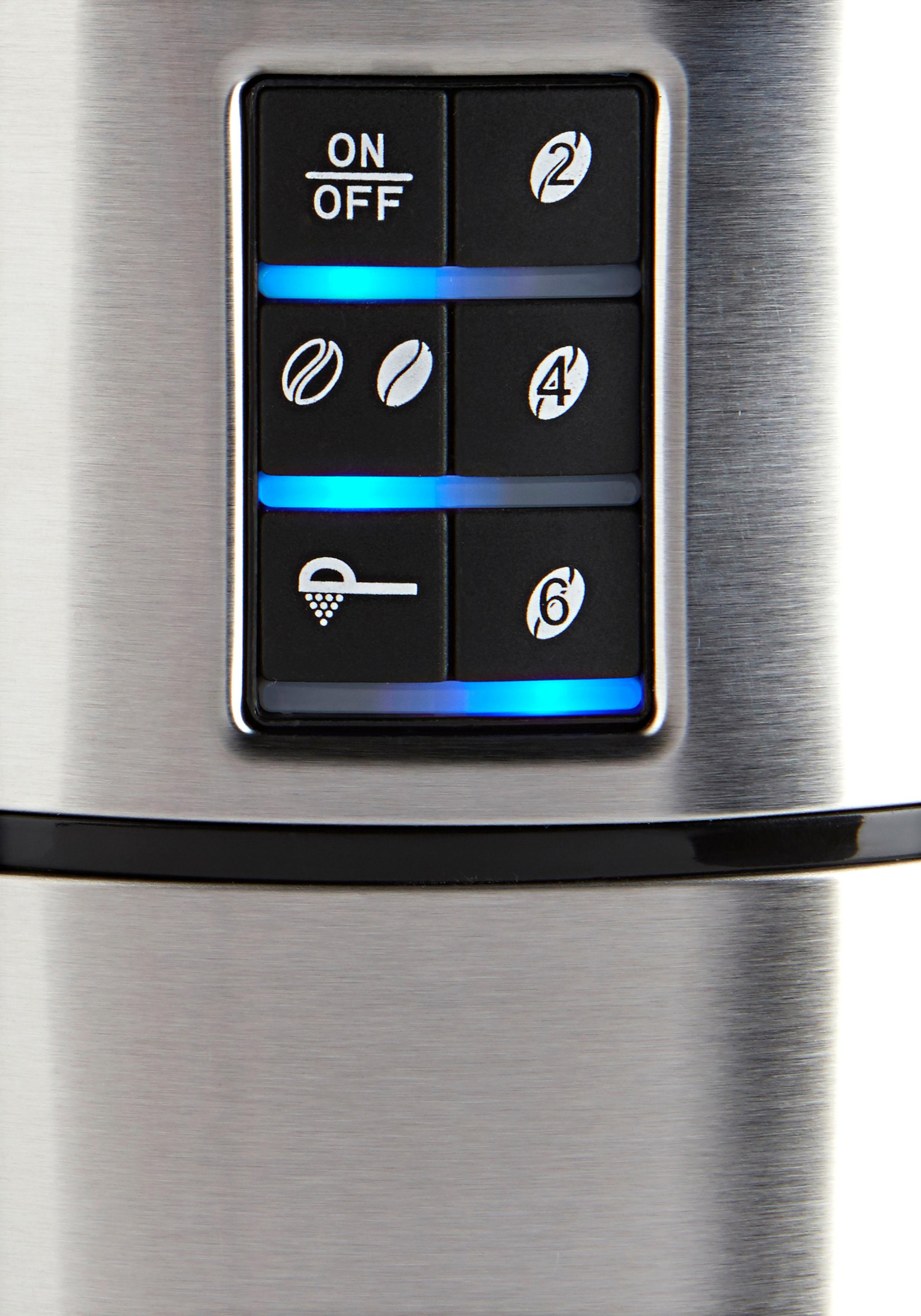 PRIVILEG Kaffeemaschine mit Mahlwerk "CM1121-GS", silber (silberfarben, schwarz), 6, Kaffeemaschinen, Individueller Mahlgrad, programmierbare Kaffeestärke, Warmhalteplatte, Kaffeemaschine mit Mahlwerk