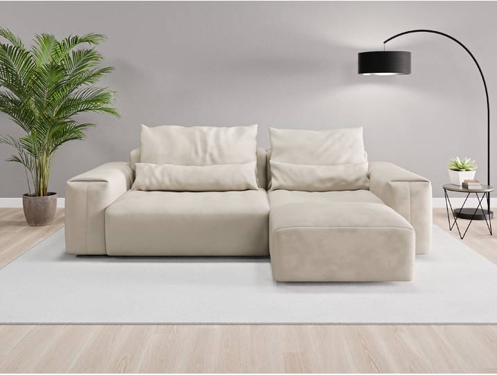 Ecksofa Denver Nr. 1 rechts - Beige/Braun (Beige) - Vintage Velours