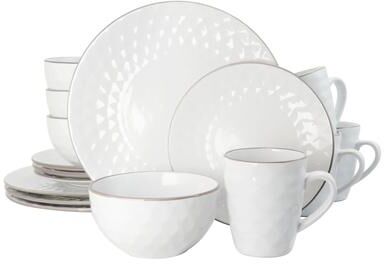 Elama's Luxurious Medici Pearl 16 Piece Dinnerware Set