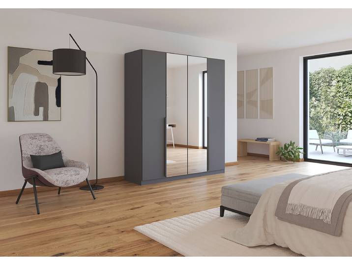 Armoire à portes battantes Quadra miroir 181cm Gris