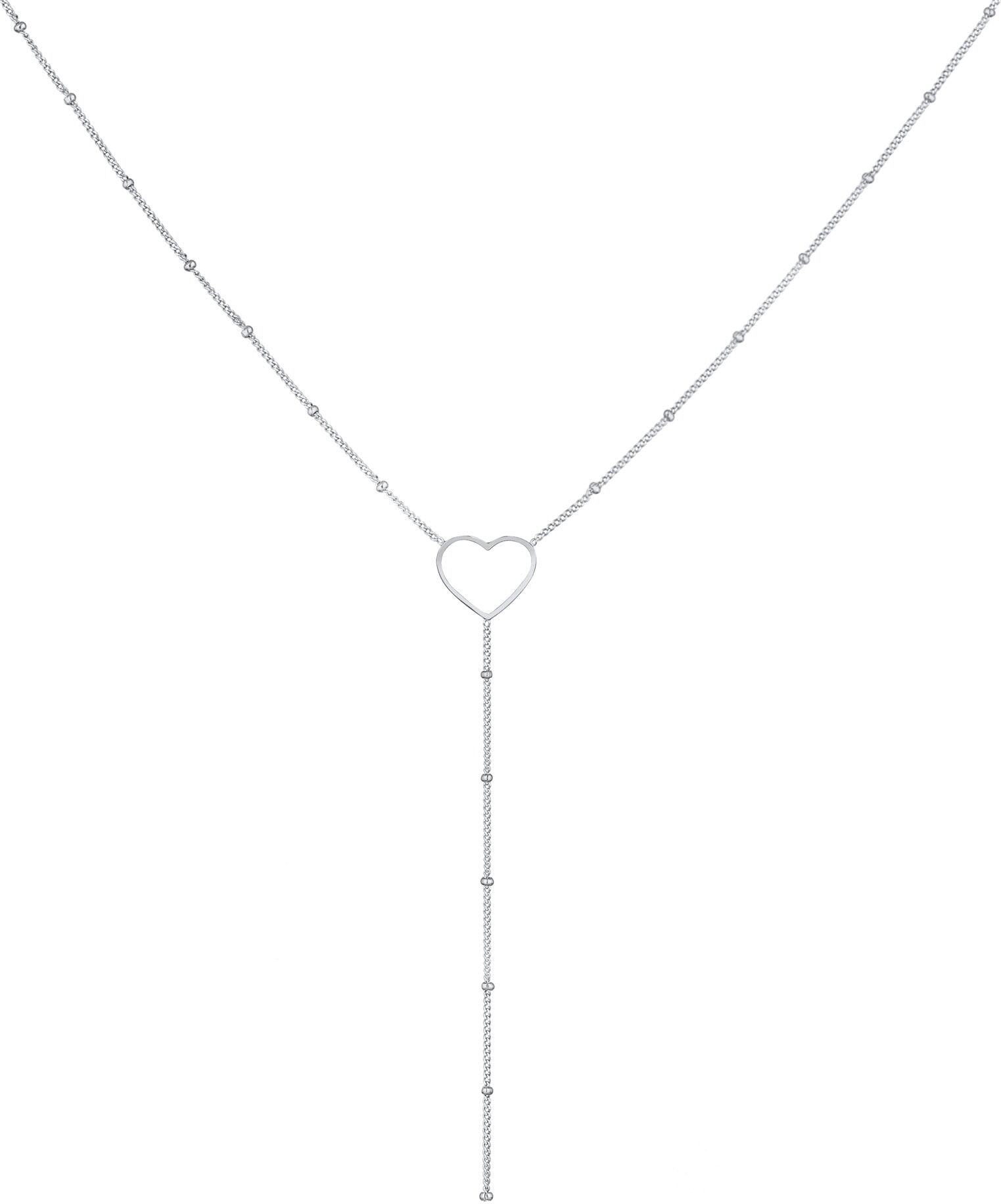 Y-Kette ELLI "Halskette Y-Kette Kugelkette Herz Kombinierbar 925 Silber" Gr. 60, silber, Halsketten, Damen, ohne Stein, Silber 925 (Sterlingsilber), Y-Kette