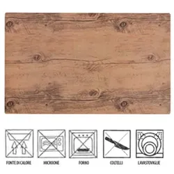 Tognana Rechteckiges Tablett mit Holzeffekt Buffet aus Melamin, 6er-Pack, GN 1/3 mm 32,5X17,5 H 1,7