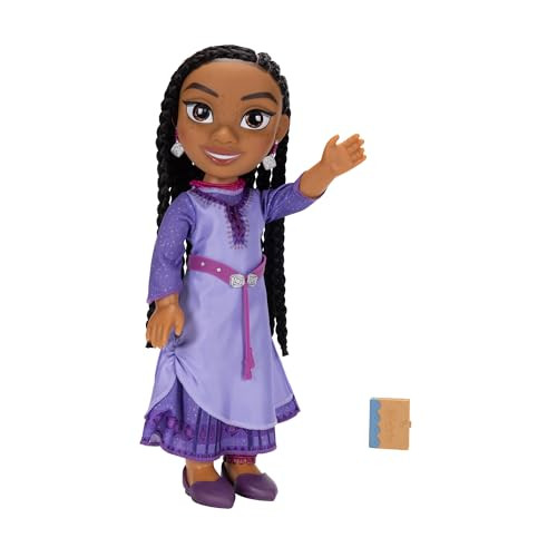 Jakks Pacific Disney Wish Asha modepop met handgevlochten haar en afneembare jurk, 38 cm