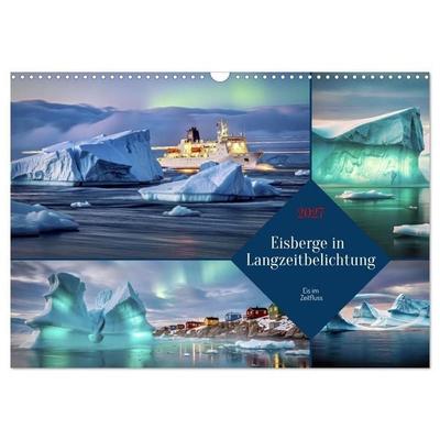 Eisberge in Langzeitbelichtung (Wandkalender 2027 DIN A3 quer), CALVENDO Monatskalender