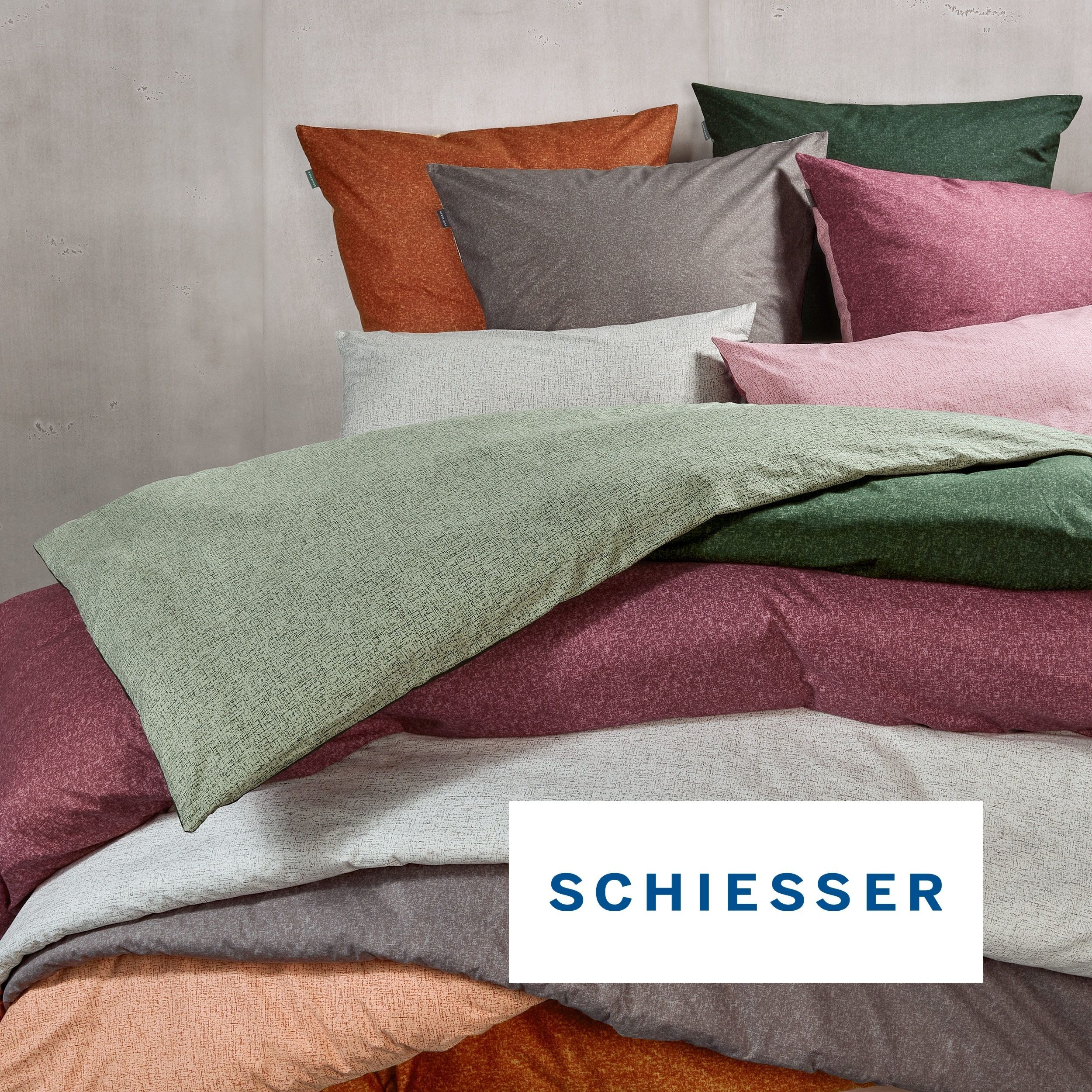 Wendebettwäsche SCHIESSER "Vinnie aus weicher Baumwolle mit edlem Melangeeffekt", grau, B/L: 135cm x 200cm, 1 Stk., 1 Stk., Renforcé, B/L: 80cm x 80cm, 2 Stk., Renforcé, Obermaterial: 100% Baumwolle, Bettwäsche, Wendebettwäsche, OEKO-TEX MADE IN GREEN-zer