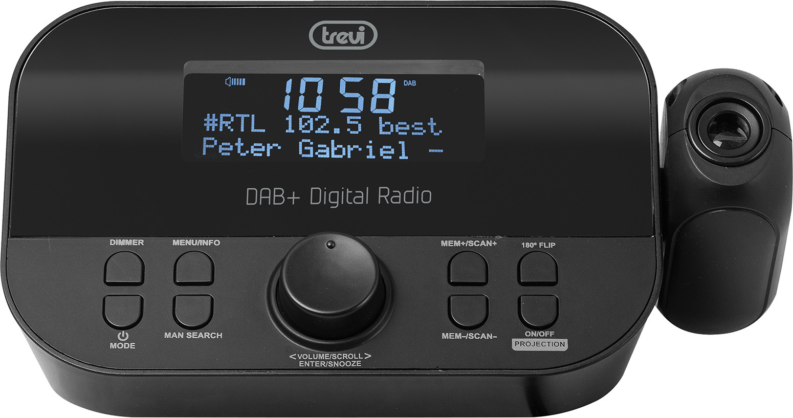 Trevi RC 85D8 DAB Digitaal wekkerradio, Zwart, DAB+, FM, Draaibaar