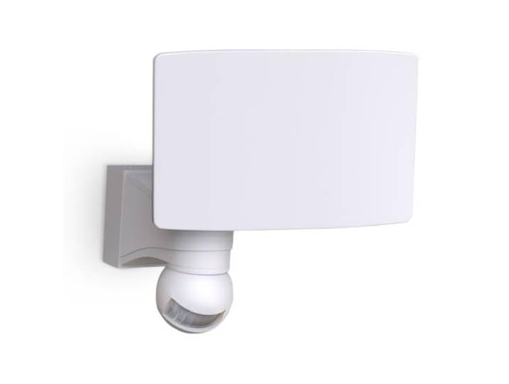 B.K.Licht - Aussenlampe mit Bewegungsmelder, Dämmerungssensor, schwenkbar, Wandlampe, Wandleuchte aussen, LED Strahler außen, Außenleuchte, Außenwandleuchten, Außenbeleuchtung, 21,7x17,6x18 cm, Weiß