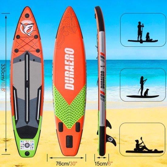 Stand-Up-Paddle-Board, 330 x 76 x 15 cm, Rot - Aufblasbares SUP-Board - Tragfähigkeit: 150 kg - Material: Polyester - Geeignet für Stand-Up-Paddling und Surfen