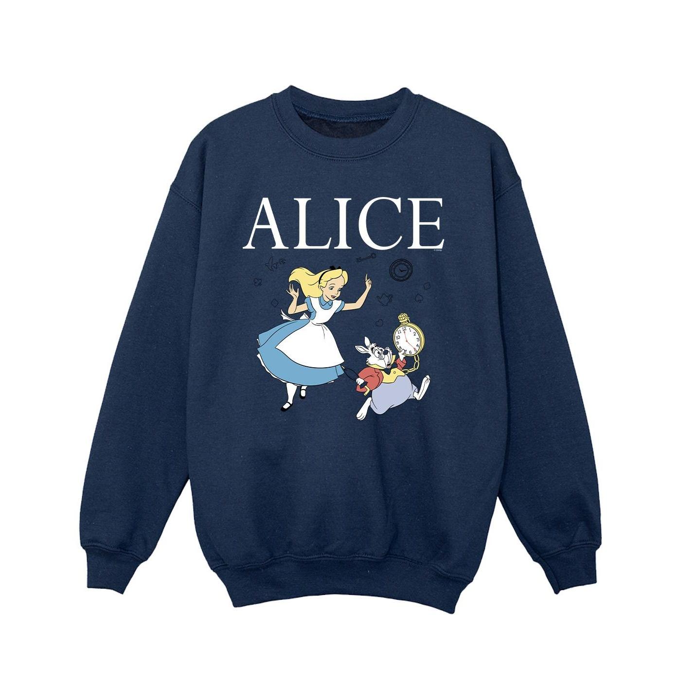 Disney Meisjes Alice In Wonderland Volg Het Konijn Sweatshirt (Marineblauw)