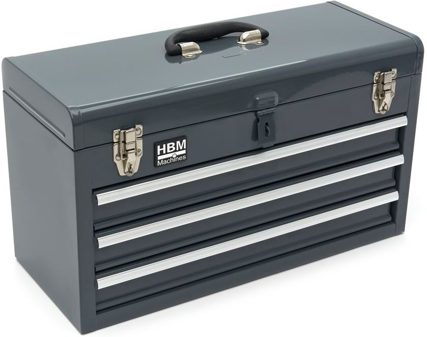 Cassetta degli attrezzi HBM con 3 cassetti, grigio