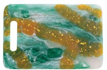 Storied Home "Marbled Resin Cheese/Serving Board with Gold Foil and Handle - 12.5""L x 8.25""W x 0.5""H"