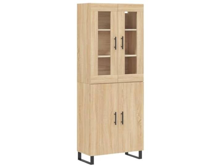 GHVBNMF Highboard Sonoma-Eiche 69,5x34x180 cm Schrank mit Tueren Stilvoller Mehrzweckschrank fürs Wohnzimmer: stabiler Holzwerkstoff, elegante Glastüren und Metallfüße für maximale Ordnung.