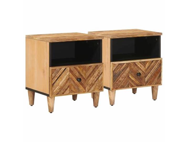 Heofavd Nachttisch 2er Set Massivholz Mango Braun 50x33x60 cm