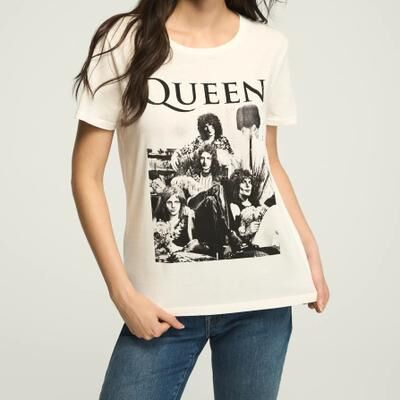 Lucky Brand Queen Stoop Embellished Classic Crew in Bright White, Size M