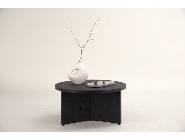 Couchtisch Allan - mit Holzoptik - Ø 65cm - Hell - Luxusbetten24