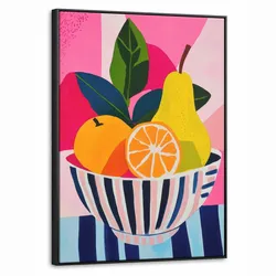 LEINWAND Bilder mit Rahmen - Obst - Abstrakter Hintergrund - Rosa - 70x100