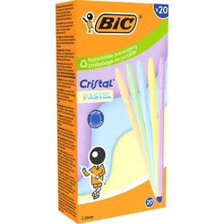 BIC® Kugelschreiber Cristal PASTEL farbsortiert, Schreibfarbe: Blau