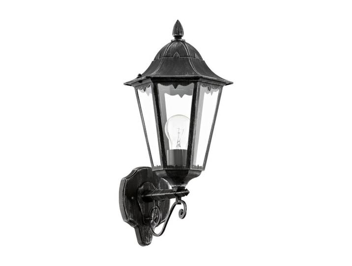 Eglo Led-Wandleuchte, Klar, Schwarz, Silberfarben, Metall, Glas, Laterne, 20 cm, Lampen & Leuchten, Innenbeleuchtung, Wandleuchten