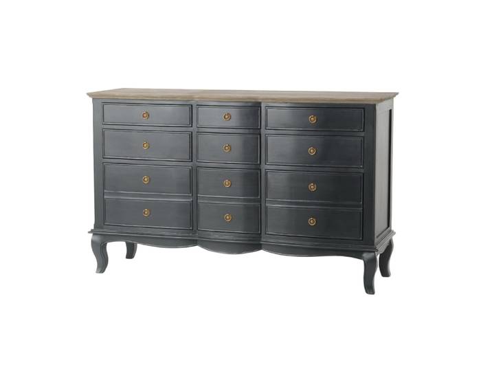 Commode baroque 9 tiroirs anthracite
