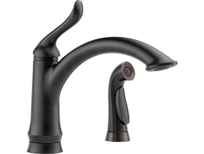 Delta Faucet Linden Einhebel-Küchenarmatur mit Seitensprüher in passender Ausführung, venezianische Bronze 4453-RB-DST