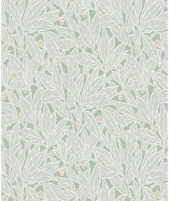 Seabrook Designs Leaf and Berry Nonwoven Unpasted Wallpaper