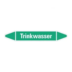 Aufkleber I RKZ-Etikett Trinkwasser, grün/weiß, für Ø 60-90mm, 310x52mm, 3/Bogen