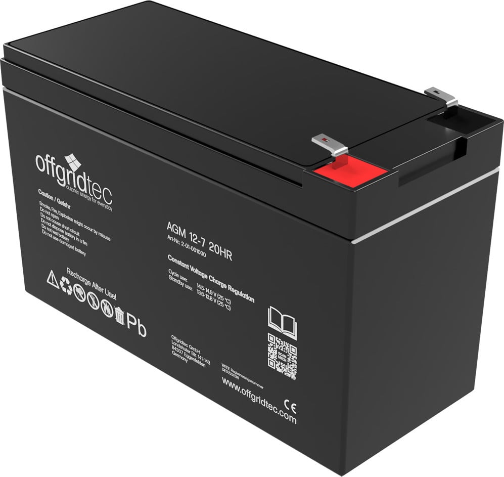 Offgridtec AGM 7Ah 20HR 12V Zonnepaneelbatterij voor intensief gebruik
