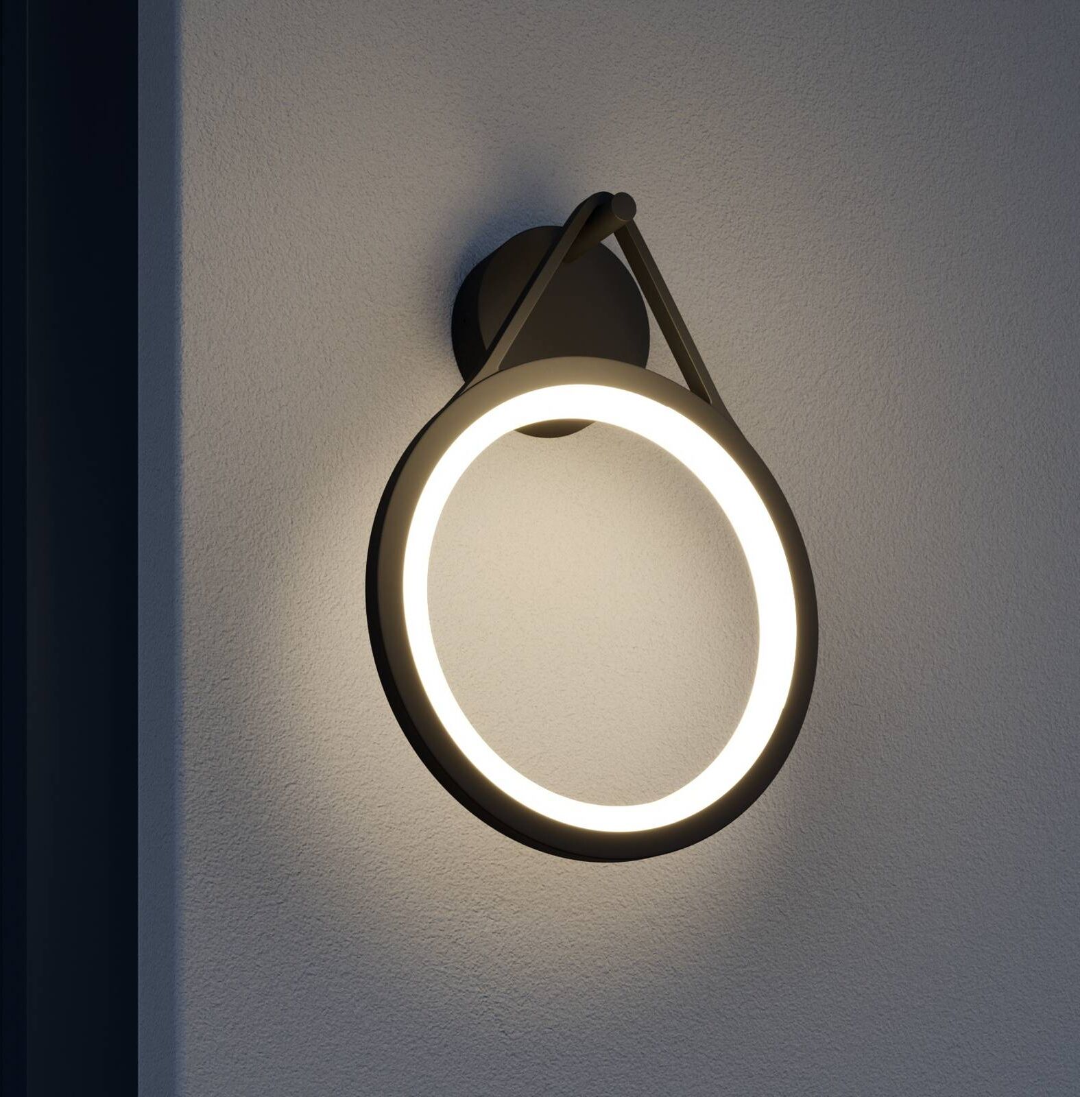 LED Outdoor Wall Light Mirco Lucande, Black, Aluminium, Modern, Outdoor Wall Light
