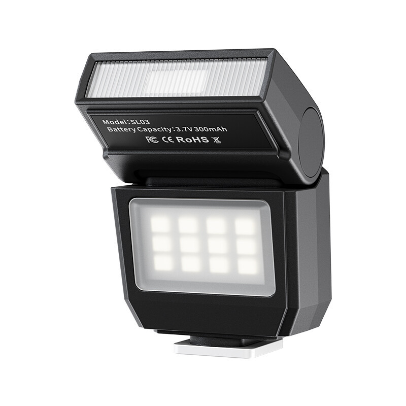 Ulanzi SL03 mini-reportageflitser met videolamp, 6500K, zwart