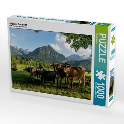 CALVENDO Puzzle Allgäuer Braunvieh 1000 Teile Puzzle quer | 1000 Teile Lege-Größe 64 × 48 cm Foto-Puzzle für glückliche Stunden