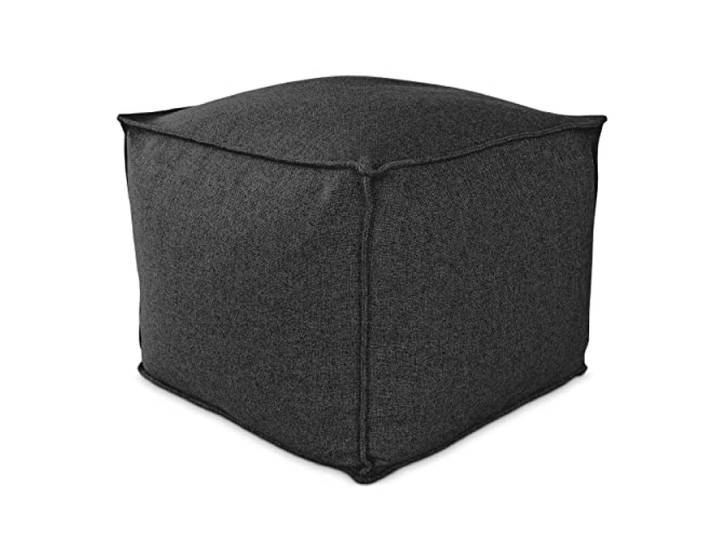 Deshome - Sitzhocker Sitzpouf Pouf 60x60x50 cm mit abnehmbarem Polster für Innen- und Außenbereich: Sitzpouf Design für Sofa, Wohnzimmer, Schlafzimmer, Sitzhocker, Light Pouf Graphitschwarz