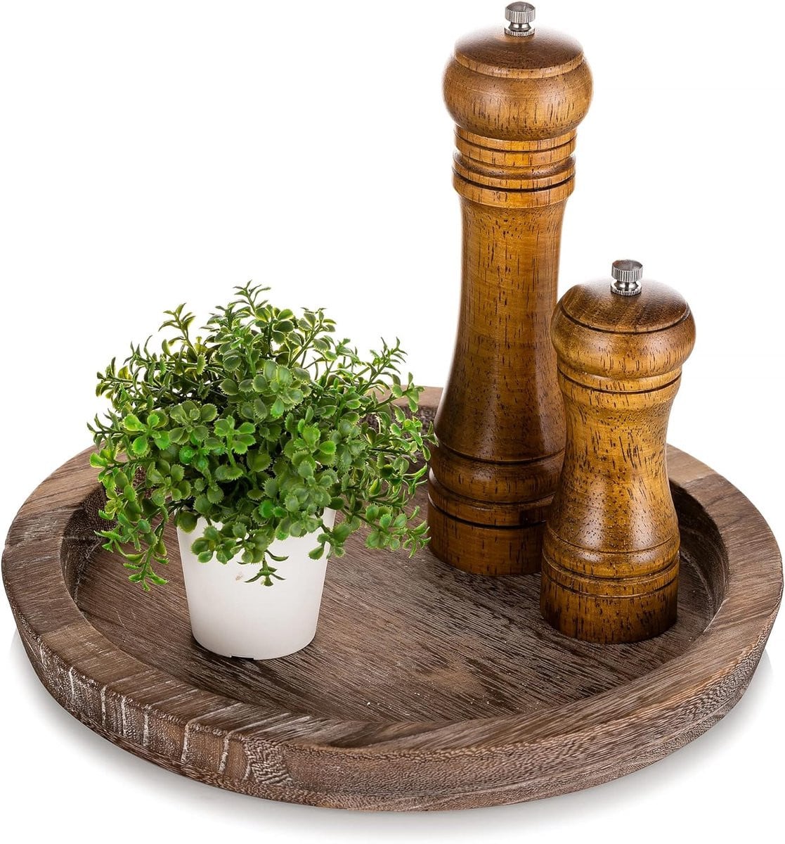 Rond houten dienblad voor servies en decoratie, 28 cm