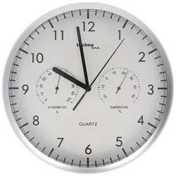 Technoline WT 650 - klassische, analoge Quarzwanduhr mit ThermoMeter und Feuchtigkeitsmesser