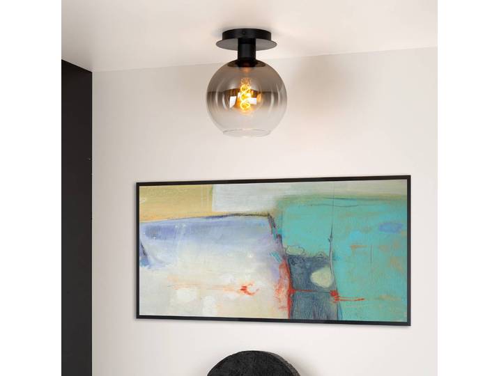 Lucide Deckenlampe Marius, dimmbar, schwarz, für Wohn- / Esszimmer, Glas, Deckenlampe