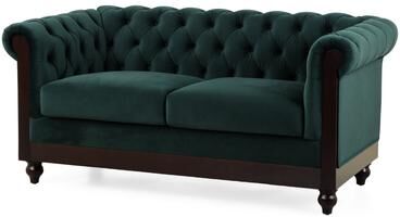 GREATPLANINC Chesterfield Velvet Loveseat, 2 Seater Roll Arm Plush Upholstered Sofa