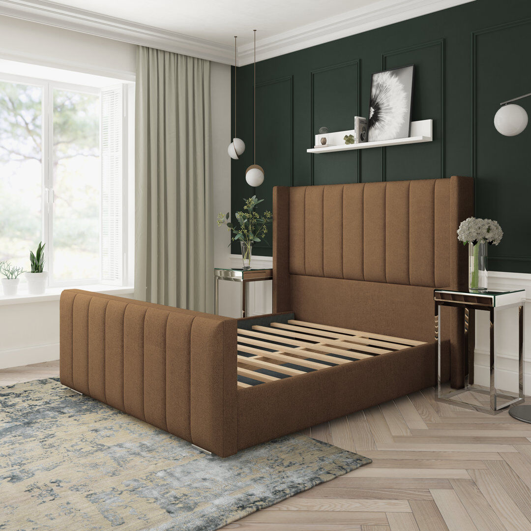 Lark Manor Aspen Wool Upholstered Bed Frame Mink Single (3')