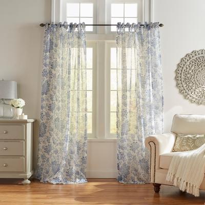 Threadmade Westport Floral Tie-Top Sheer Window Curtain
