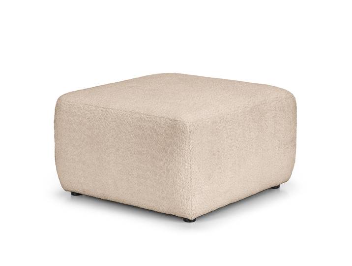 Repose-pieds capitonné Balah 80 x 45 x 80cm Beige Tissu Bouclé Anouk: Beige