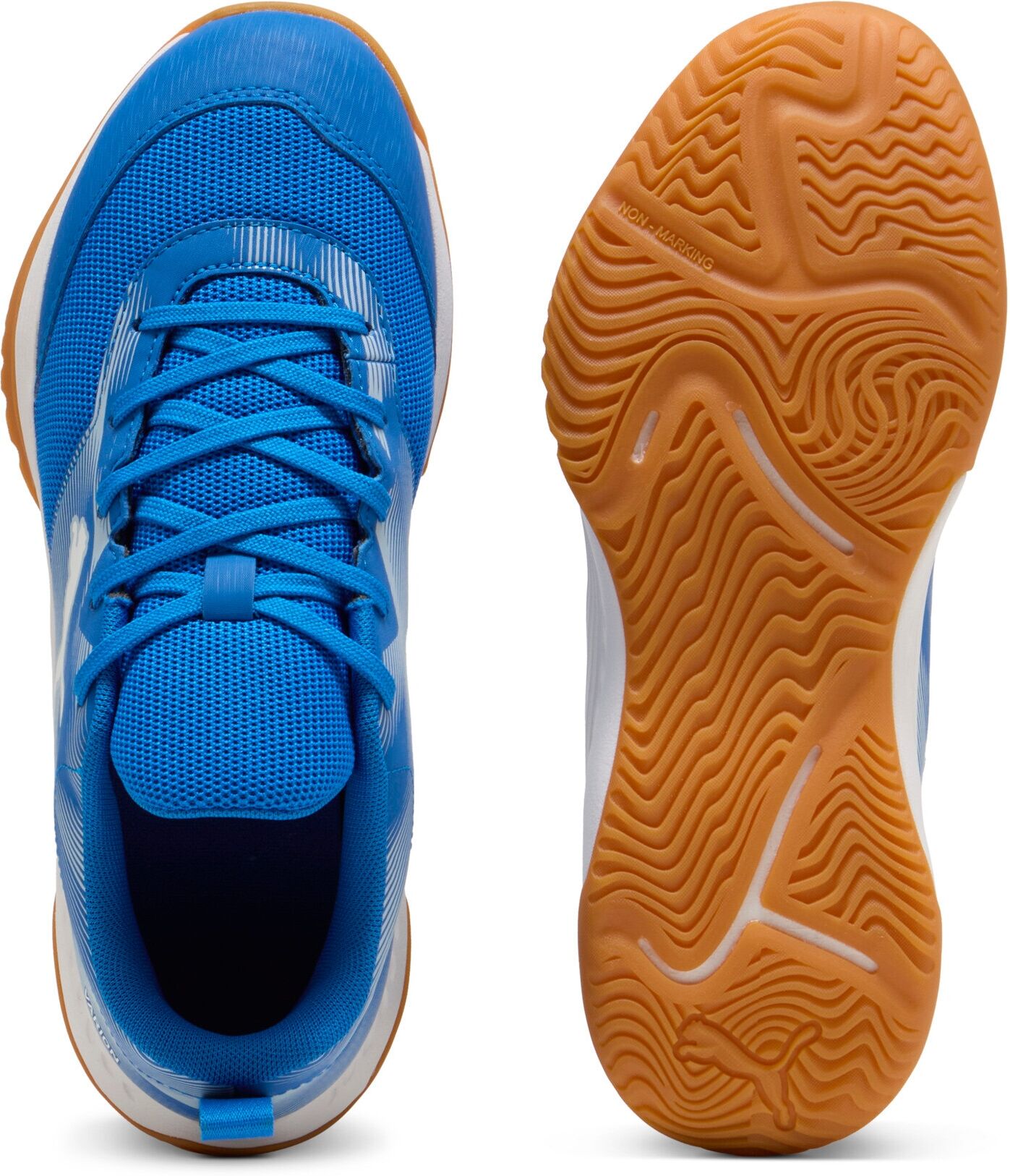 Hallenschuh PUMA "VARION 3 JR", Mädchen, Gr. 39, Textil, blau (puma team royal, puma weiß), Synthetik, Schuhe Hallenschuh puma team royal, puma weiß 39, Textil
