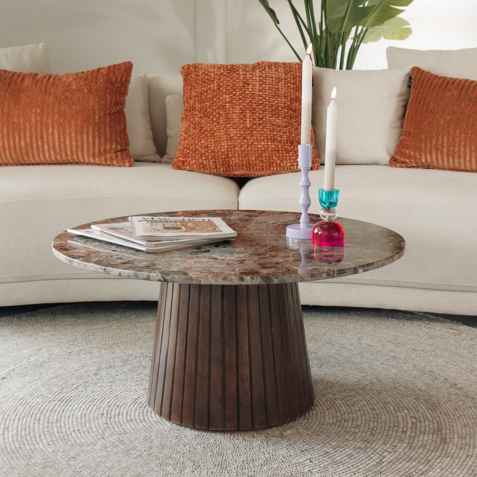 Sohome Ronde Salontafel Espen Marmer Bruin - Diameter: 80 cm