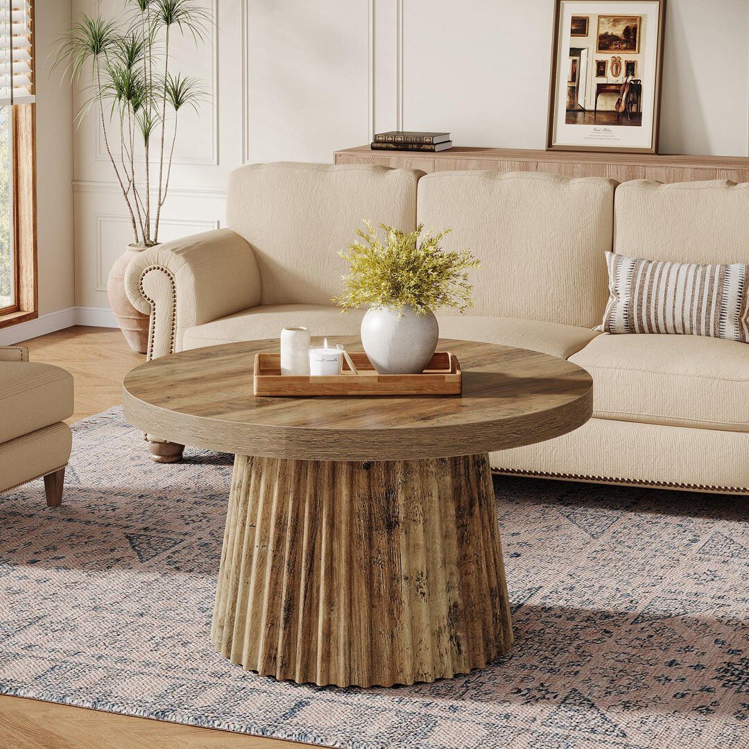 Blue Elephant Drum Coffee Table Brown 45cm H X 80cm W X 80cm D
