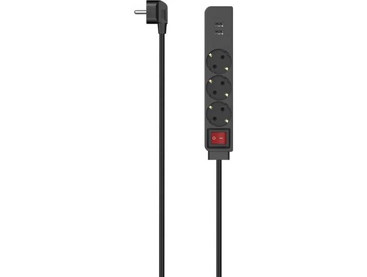 Hama 00223182, 1,4 m, Drinnen, Abgewinkelt, Schwarz, 3 AC-Ausgänge, 17 W