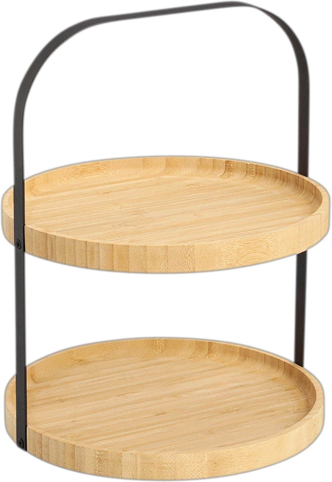 Etagere ZELLER PRESENT "Serving tray 25 x 33 cm", braun (bambus, schwarz), Bambus, Servierplatten, Etagere bambus, schwarz Einheitsgröße