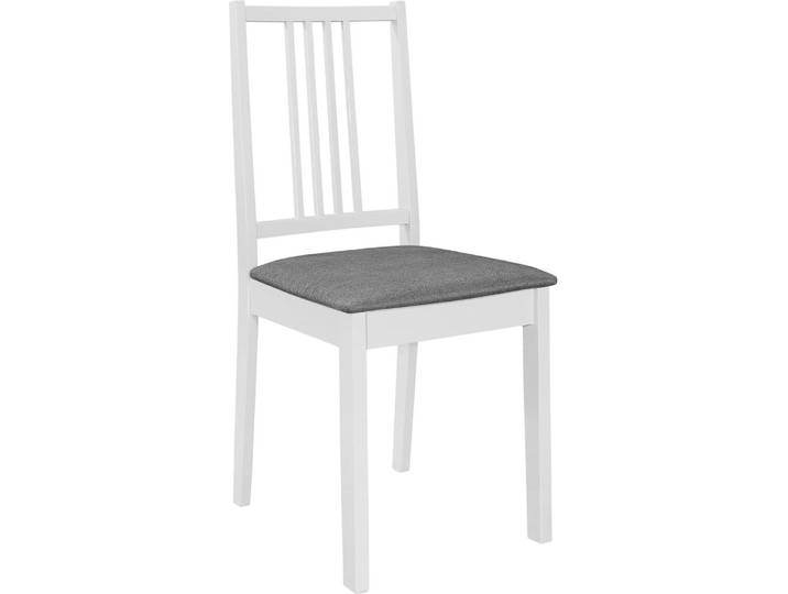 vidaXL Esszimmerstühle mit Polstern 2 Stk. Weiß Massivholz