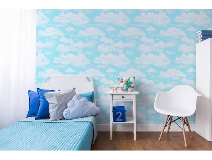 Papier Peint Support Papier Nuages 1005 X 52cm Bleu
