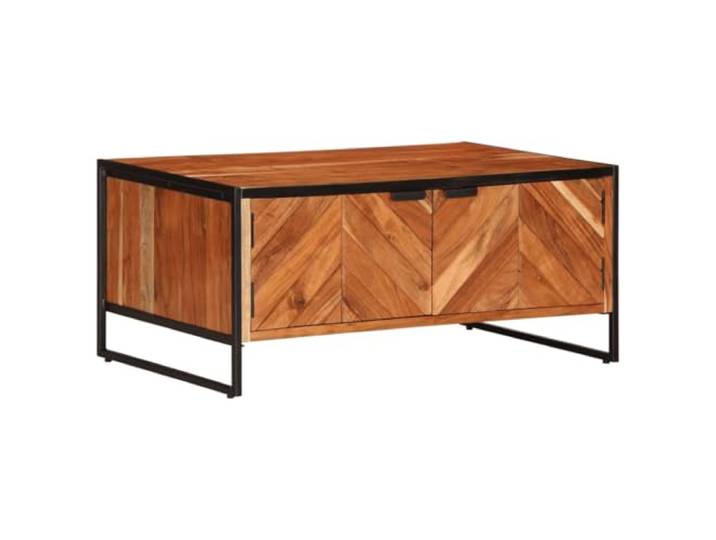 HEFZGDB Massivholz Couchtisch Akazie 90x55x40 cm mit Stauraum und Türen, robuster Beistelltisch aus langlebigem Hartholz, funktionaler Wohnzimmertisch