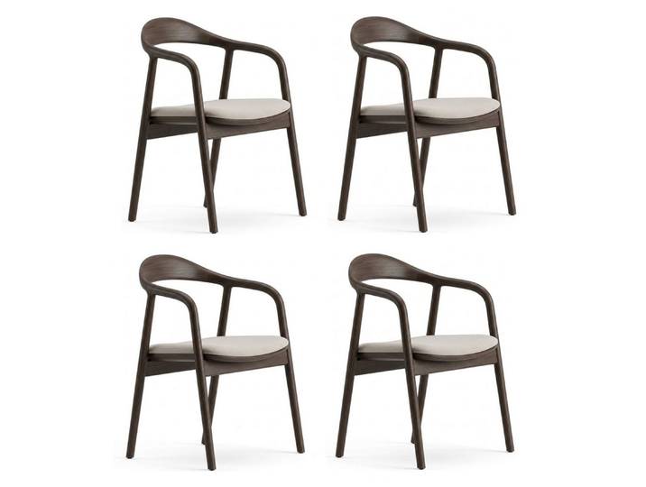 JVmoebel Essgruppe Beige Esszimmerstühle im 4er Set aus Holz mit Textilpolsterung, (4-tlg., 4er-Set)