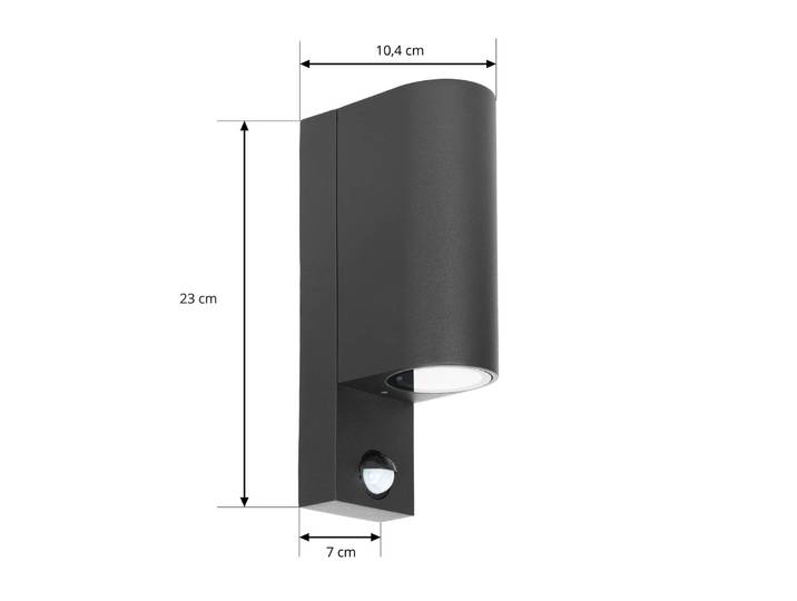 Prios Außenwandleuchte Tetje, schwarz, rund, Sensor Tetje PRIOS, dimmbar, schwarz, Aluminium, Modern