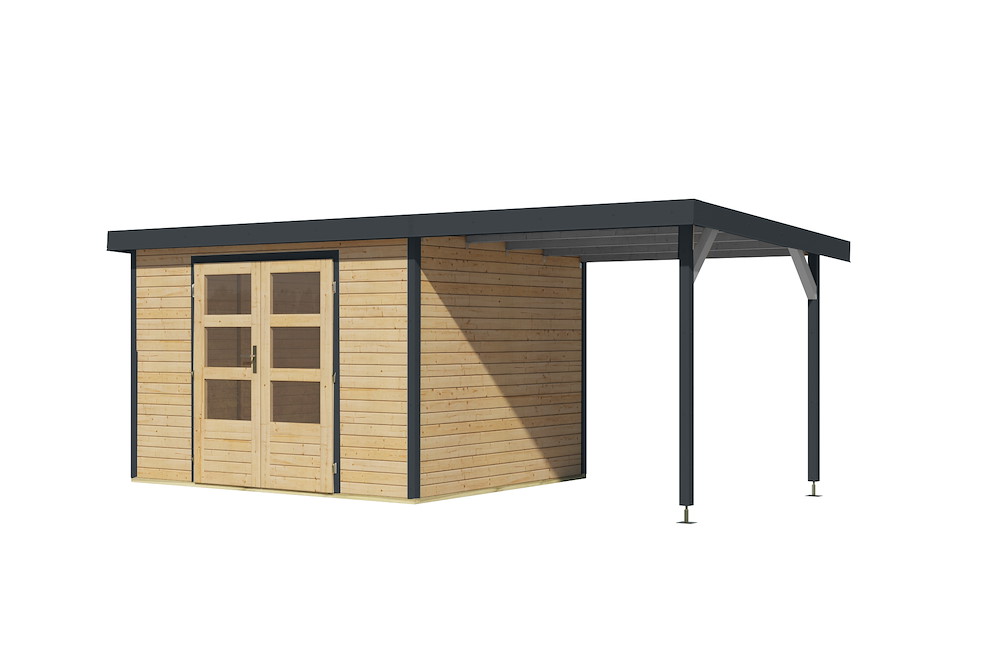 KARIBUHOLZT GH Jupiter 5 A natur anthrazit 302x242x211cm m.Anbaudach 2,35 16988288